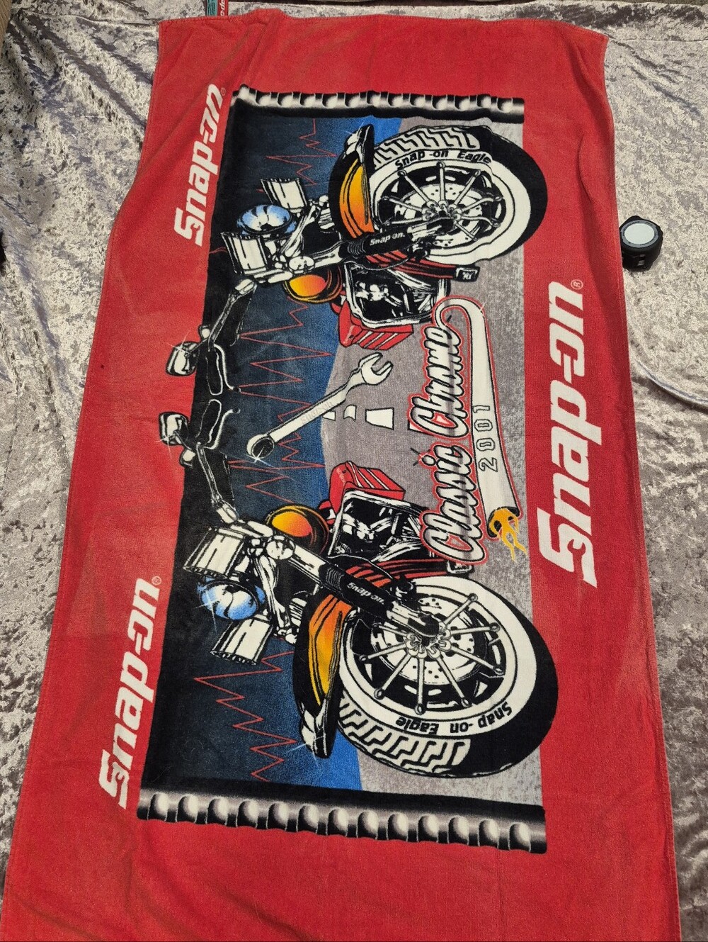 Vintage RARE! Y2K 2002 Snap-on Camping Official Licensed Towel Motorcycle Garage